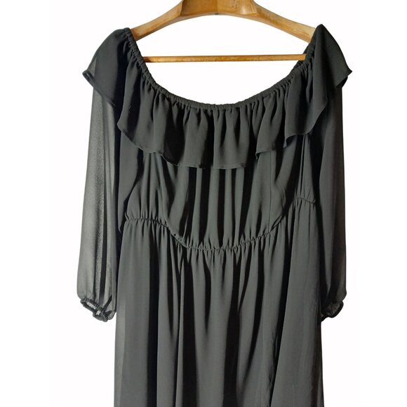 Torrid Black Chiffon Mini Dress Size 3 3X Plus Women Off The Shoulder LBD - Picture 2 of 13